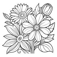 bloemen schets tekening kleur boek Pagina's voor kinderen en volwassenen vector