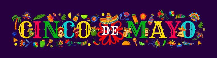 cinco de mayo banier, tex Mex keuken muzikanten vector