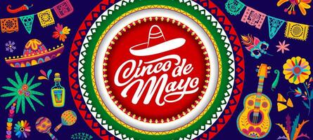 cinco de mayo papier besnoeiing Mexicaans vakantie banier vector