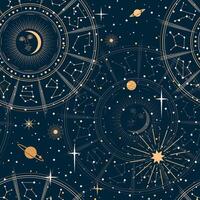 astrologie patroon, hemel- mysticus sterren, planeten vector