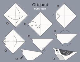 goudvink origami regeling zelfstudie in beweging model. origami voor kinderen. stap door stap hoe naar maken een schattig origami vogel. vector illustratie.