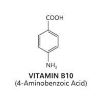 vitamine b10, 4-aminobenzoëzuur zuur moleculair formule vector