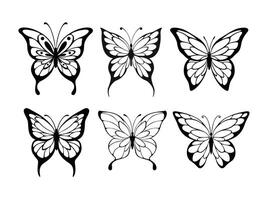 set van decoratie lijntekeningen vlinders vector