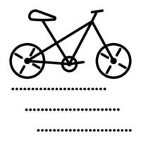 single fiets zwart lijn vector icoon, fiets teken, weg en tweewielig vervoer pictogram