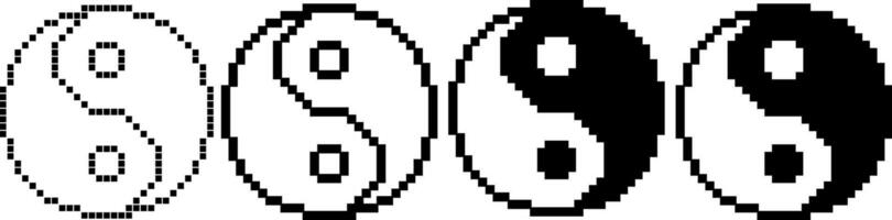 pixel kunst yin yang symbool vector
