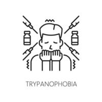menselijk trypanofobie fobie, mentaal Gezondheid icoon vector