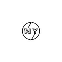 ny stoutmoedig lijn concept in cirkel eerste logo ontwerp in zwart geïsoleerd vector