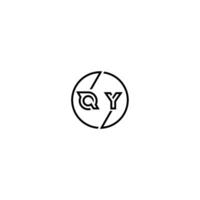 qy stoutmoedig lijn concept in cirkel eerste logo ontwerp in zwart geïsoleerd vector