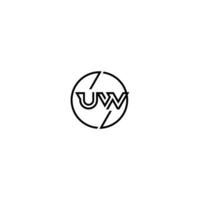 u W stoutmoedig lijn concept in cirkel eerste logo ontwerp in zwart geïsoleerd vector