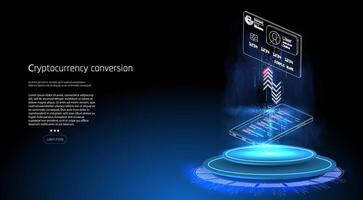 centraal computer verwerkers CPU concept. moederbord digitaal chippen. bewerker met lichten Aan de blauw achtergrond. quantum computer, groot gegevens verwerken, vector