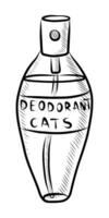 zwart en wit vector tekening van deodorant voor katten