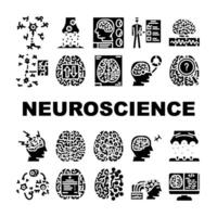 neurowetenschappen hersenen dokter medisch pictogrammen reeks vector