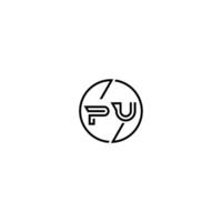pu stoutmoedig lijn concept in cirkel eerste logo ontwerp in zwart geïsoleerd vector