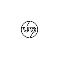 uo stoutmoedig lijn concept in cirkel eerste logo ontwerp in zwart geïsoleerd vector