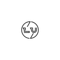 lu stoutmoedig lijn concept in cirkel eerste logo ontwerp in zwart geïsoleerd vector