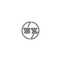 sz stoutmoedig lijn concept in cirkel eerste logo ontwerp in zwart geïsoleerd vector