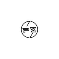 pz stoutmoedig lijn concept in cirkel eerste logo ontwerp in zwart geïsoleerd vector