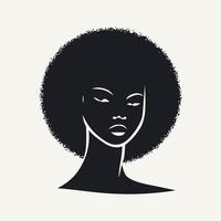 zwart silhouet van een mooi vrouw met afro kapsel. vector illustratie