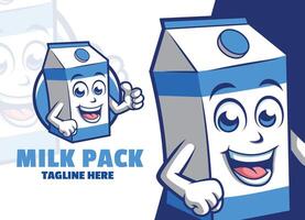 schattig melk karton doos tekenfilm karakter mascotte logo geven duim omhoog vector illustratie