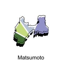 kaart Japan land met stad van matsumoto, logo ontwerp schets sjabloon voor uw bedrijf vector