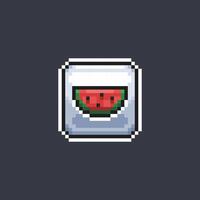 plak van watermeloen teken in pixel kunst stijl vector