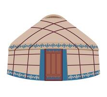 yurt met nationaal ornament. vector illustratie geïsoleerd Aan wit achtergrond. nationaal woning van de nomadisch volkeren van Azië. traditioneel huis voor de inwoners van Mongolië Kazachstan Kirgizië