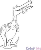 kleur boek dinosaurussen soorten zwart wit hand getekend schetsen vector