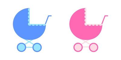 blauw en roze rijtuigen voor weinig jongen of meisje. baby kinderwagens vector