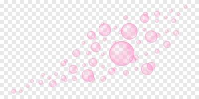 vliegend of drijvend roze bubbels. zeep schuim, bad zeepsop, reiniger textuur. koolzuurhoudend kers of aardbei drankje, Champagne, sprankelend wijn vector