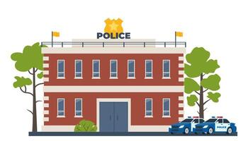 Politie station afdeling gebouw, voorkant visie. vector illustratie.