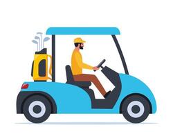 elektrisch golf auto met golf club tas. vervoer, voertuig voor spelen golf. vector illustratie.