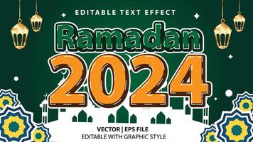 bewerkbare tekst effect Ramadan 2024 Welkom met moskee en Arabisch decoratie met 3d doopvont concept vector