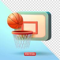 basketbal en basketbal hoepel. 3d vector, geschikt voor sport- en ontwerp elementen vector