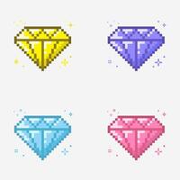 diamanten met sprankelend pixel kunst 8 beetje stijl voor spel item ontwerp vector