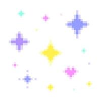 kleurrijk fonkeling pixel schattig sprankelend pixel helder fonkeling ster en hart vector