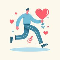 vlak vector illustratie een Mens Holding een liefde hart vorm