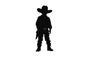 een weinig cowboy zwart silhouet vector geïsoleerd Aan een wit achtergrond