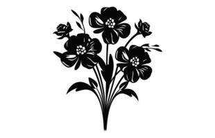 een bloem boeket decoratief vector zwart silhouet