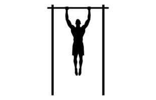 een gymnastiek Aan hoog bar zwart silhouet vector