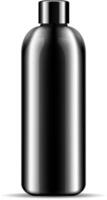 shampoo douche gel bubbel bad schoonheidsmiddelen fles model. zwart glanzend glas of plastic kunstmatig Product pakket illustratie. 3d ontwerp sjabloon. vector