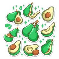 avocado fruit verzameling set. hand- trek illustratie kunst vector
