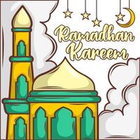 Ramadan mubarak banier folder. groet kaart voor traditioneel moslim vakantie gelukkig viering. Islamitisch groet poster. vector illustratie.