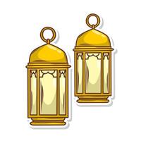 hand- trek Islamitisch lantaarn voor Ramadhan kareem vector