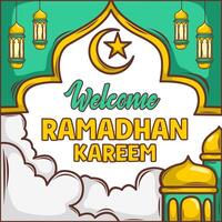 Ramadan mubarak banier folder. groet kaart voor traditioneel moslim vakantie gelukkig viering. Islamitisch groet poster. vector illustratie.
