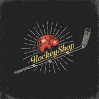 retro logo voor de hockey winkel vector