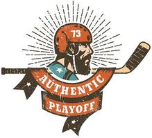 authentiek retro hockey playoff logo vector