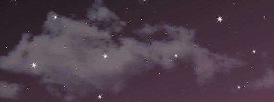 nacht lucht met wolken en veel sterren vector