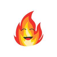 een tekenfilm brand met een glimlach Aan haar gezicht. brand emoji vrij vector
