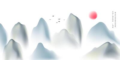 modern ontwerp vector illustratie van mooi Chinese inkt landschap schilderen.