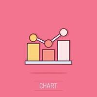 groeit bar diagram icoon in grappig stijl. toenemen pijl tekenfilm vector illustratie Aan geïsoleerd achtergrond. infographic vooruitgang plons effect bedrijf concept.